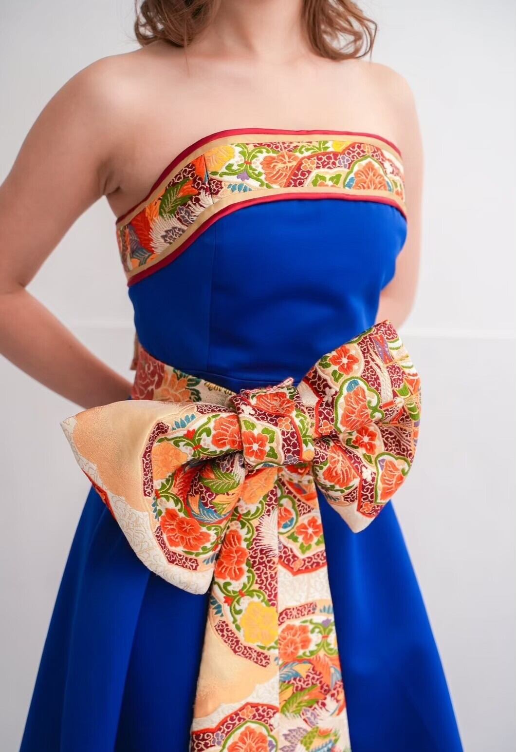 着物ドレス　① レンタル＞【着物ドレス AI～藍～】 ＜1week rental＞ Kimono dress