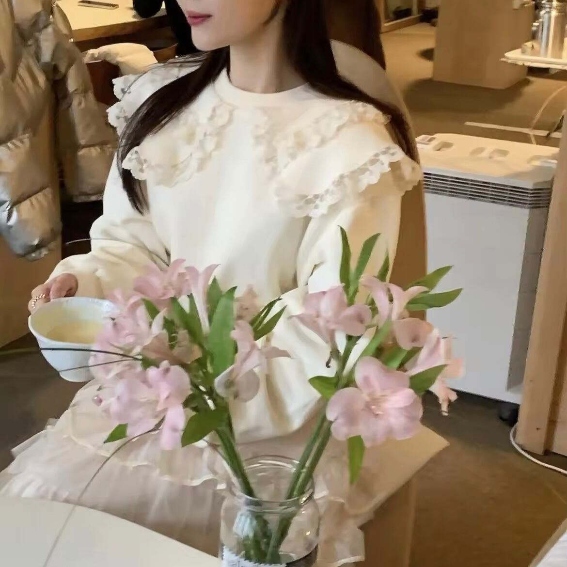 フリルビッグカラースウェット