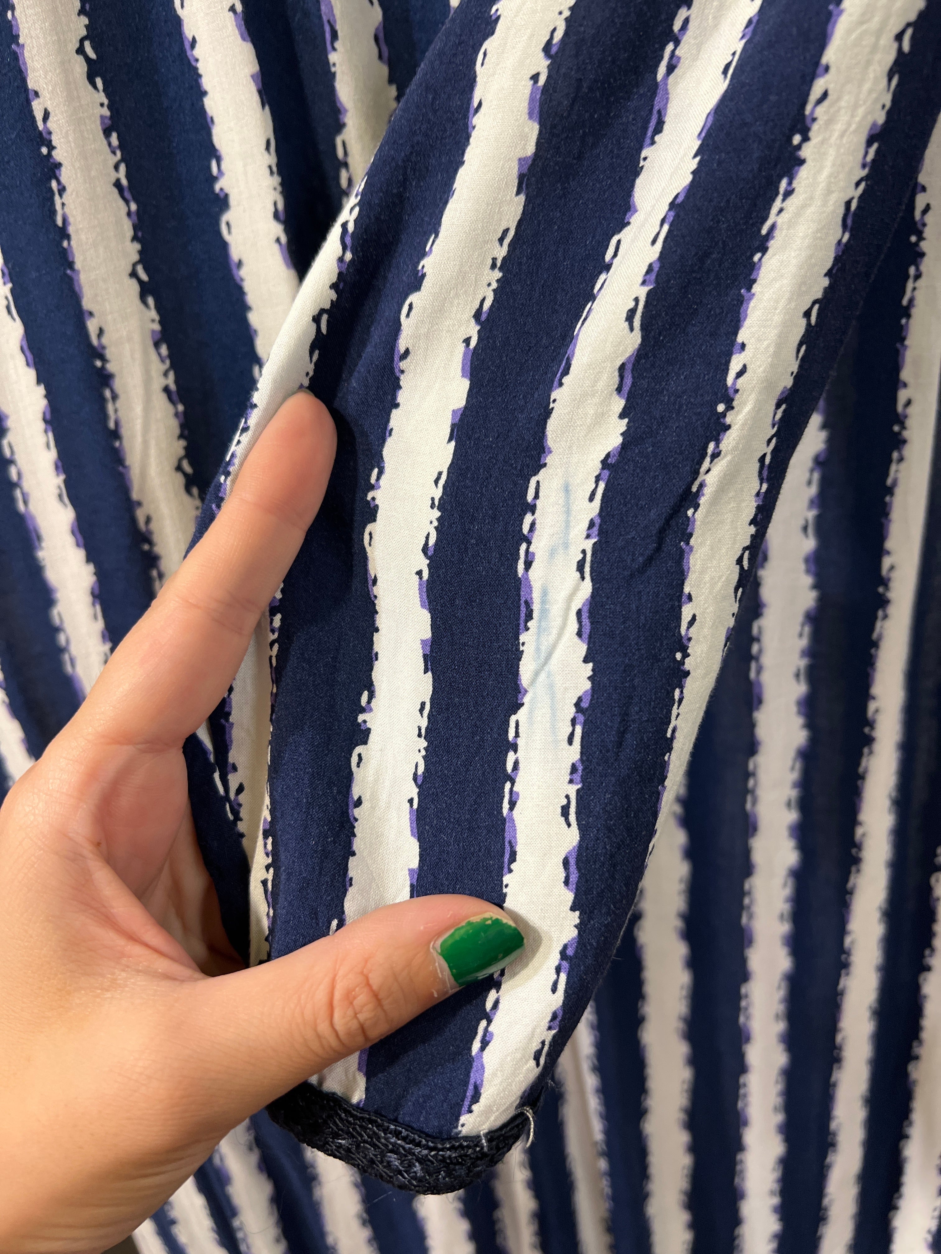 Vintage moroccan navy × white Stripe foodie dress ( ヴィンテージ