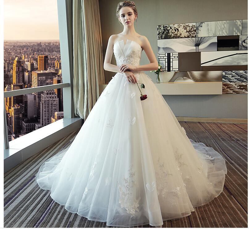 ☆送料無料☆(M)9号☆刺繍とチュ－ルのウェディング仕様ドレス(WA2604  