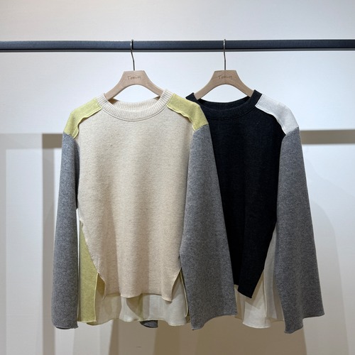 カラーブロッキングニットソーPO