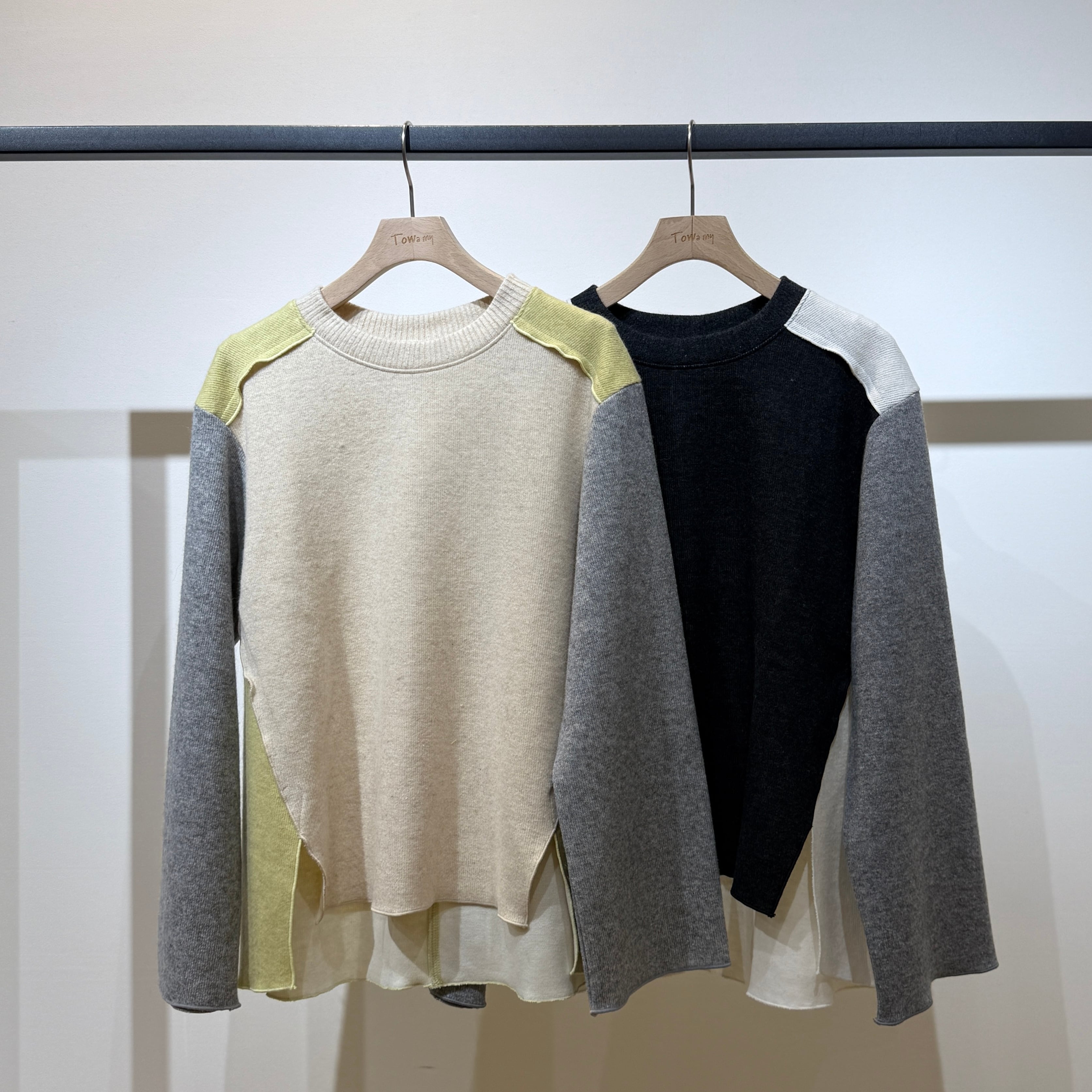 カラーブロッキングニットソーPO