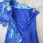 フラダンス 衣装 ALOHA STANDARDS アロハスタンダード ワンピース ドレス ブルー系 青 ラウアエ柄 華やか ワンショルダー 鮮やか フラ ダンス ダンス衣装 イベント ステージ 舞台 ハワイアンプリント アロハ