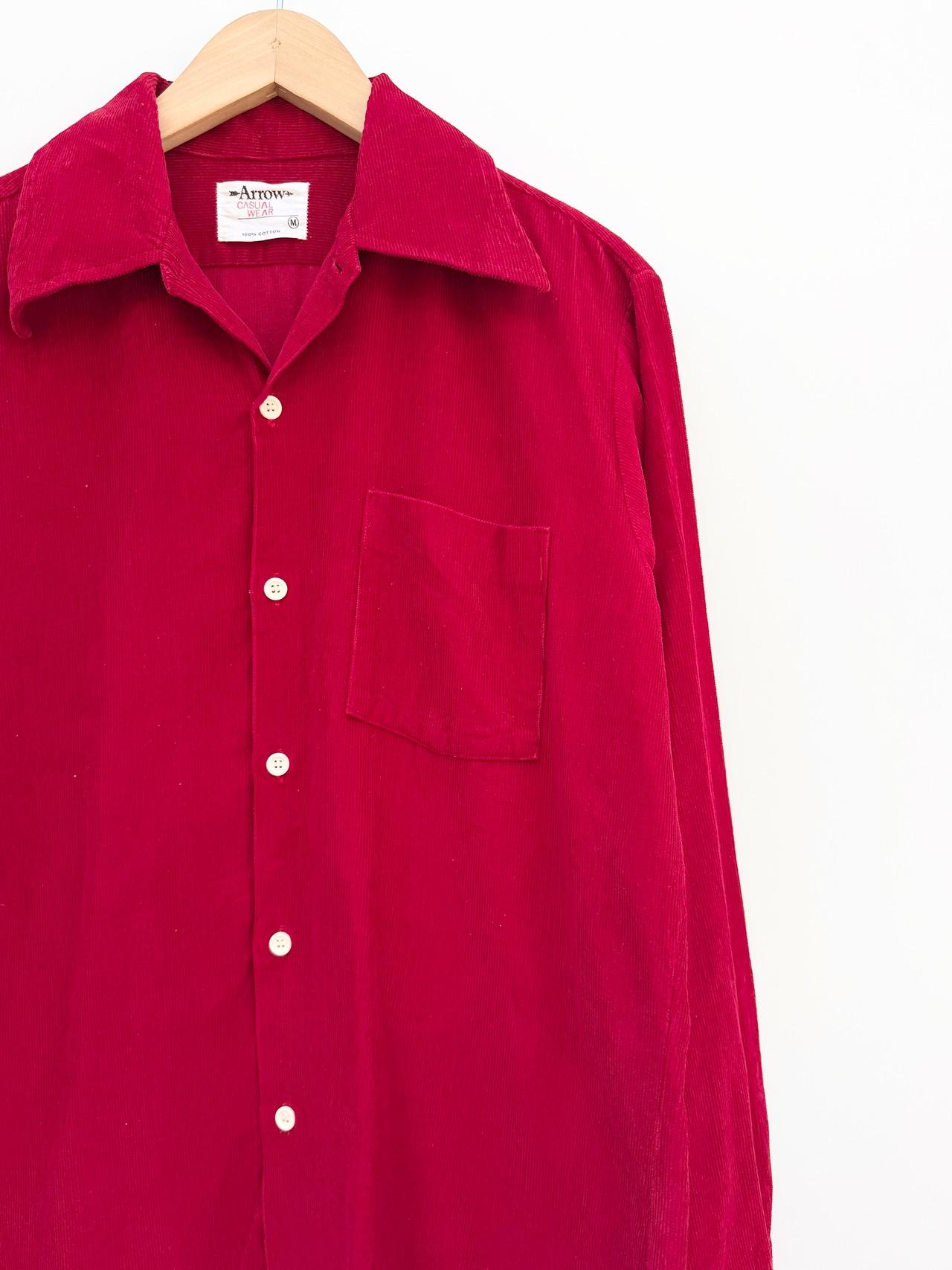70s ARROW CORDUROY OPEN COLLAR SHIRT Size M