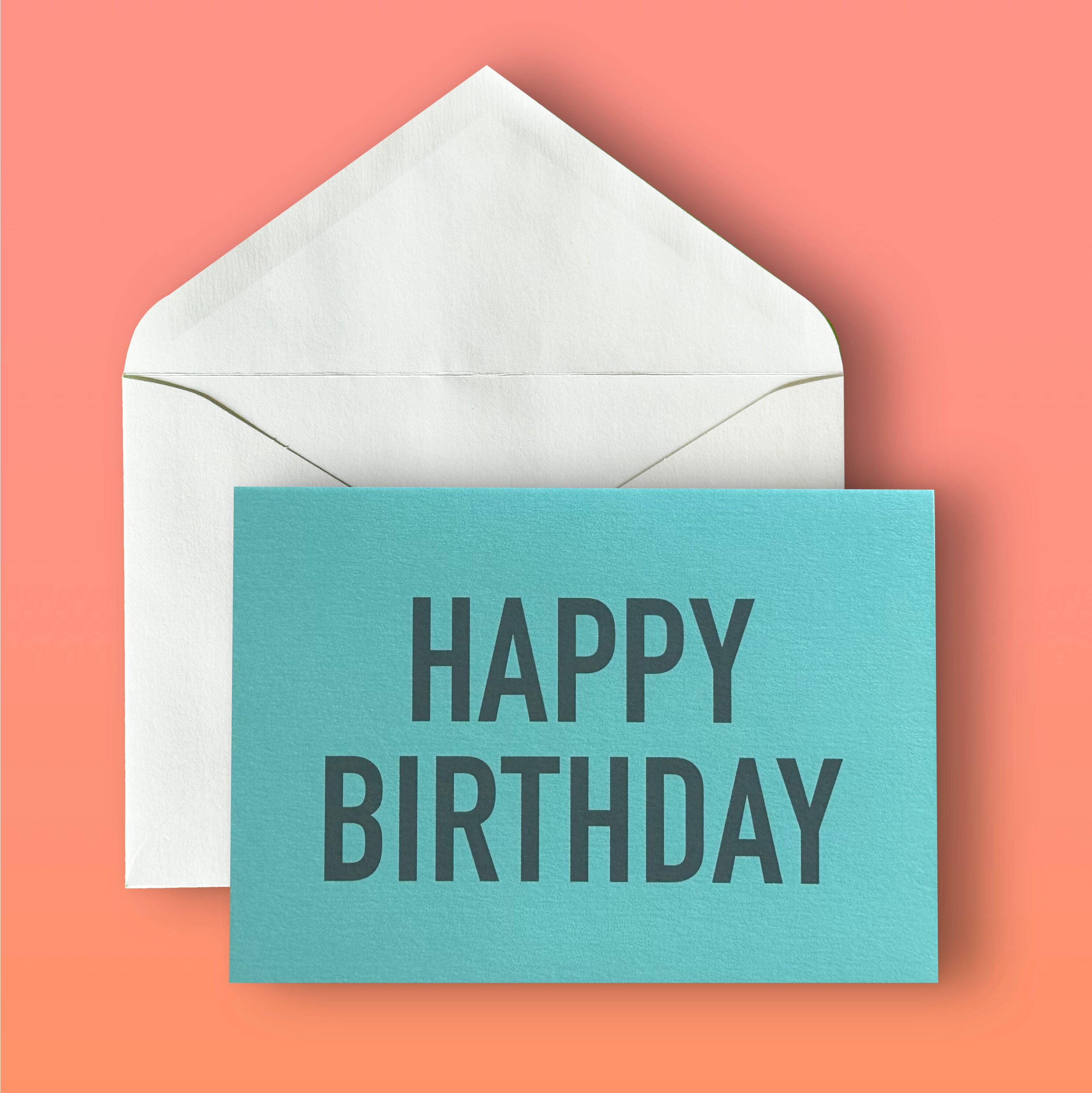 バースデーカード／ HAPPY BIRTHDAY／Turquoise Blue×Gray