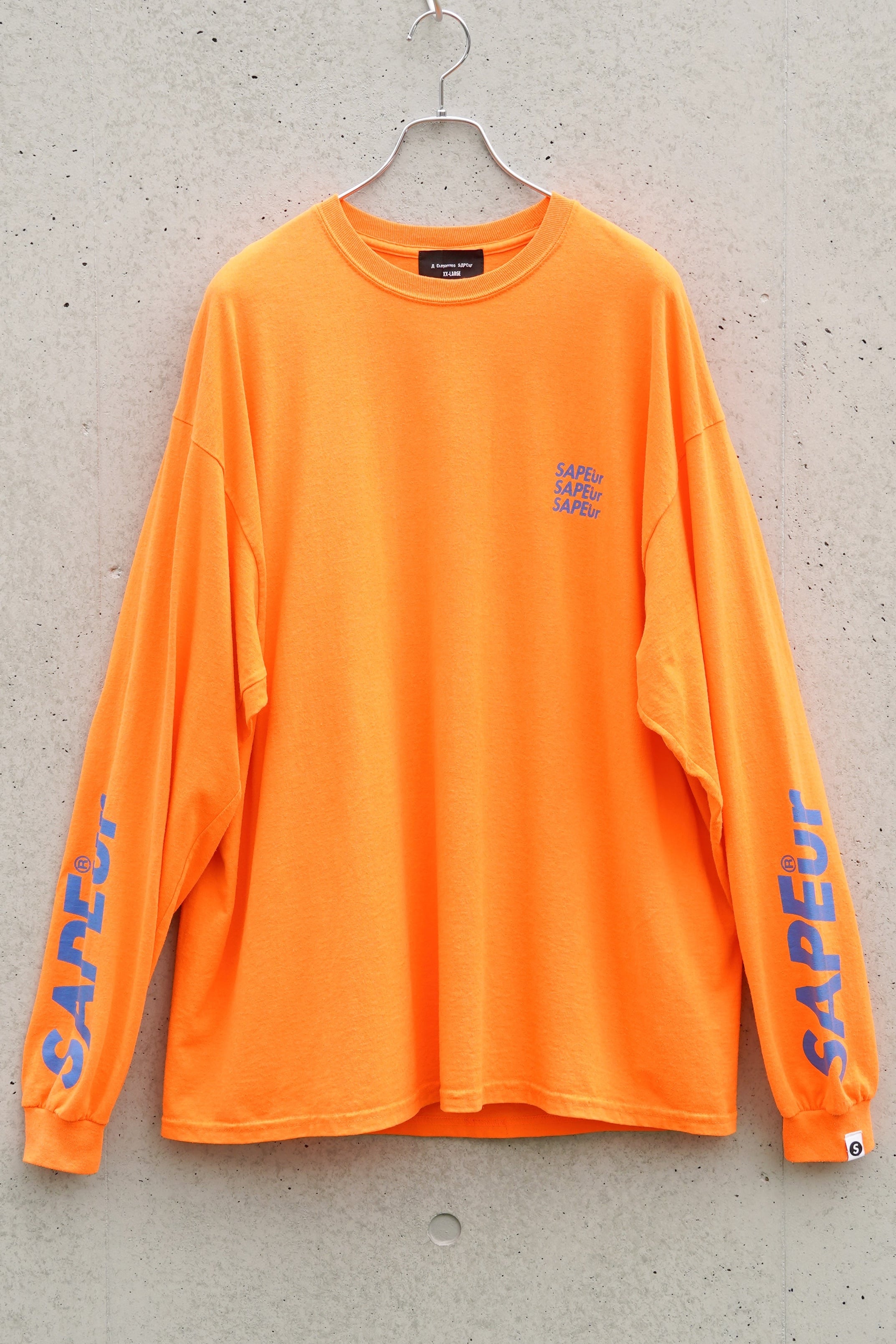 A Elegantes SAPEur(サプール)Logo Long Sleeve T-Shirt / Orange × Blue / XXL