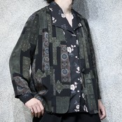 rose pattern open collar shirt