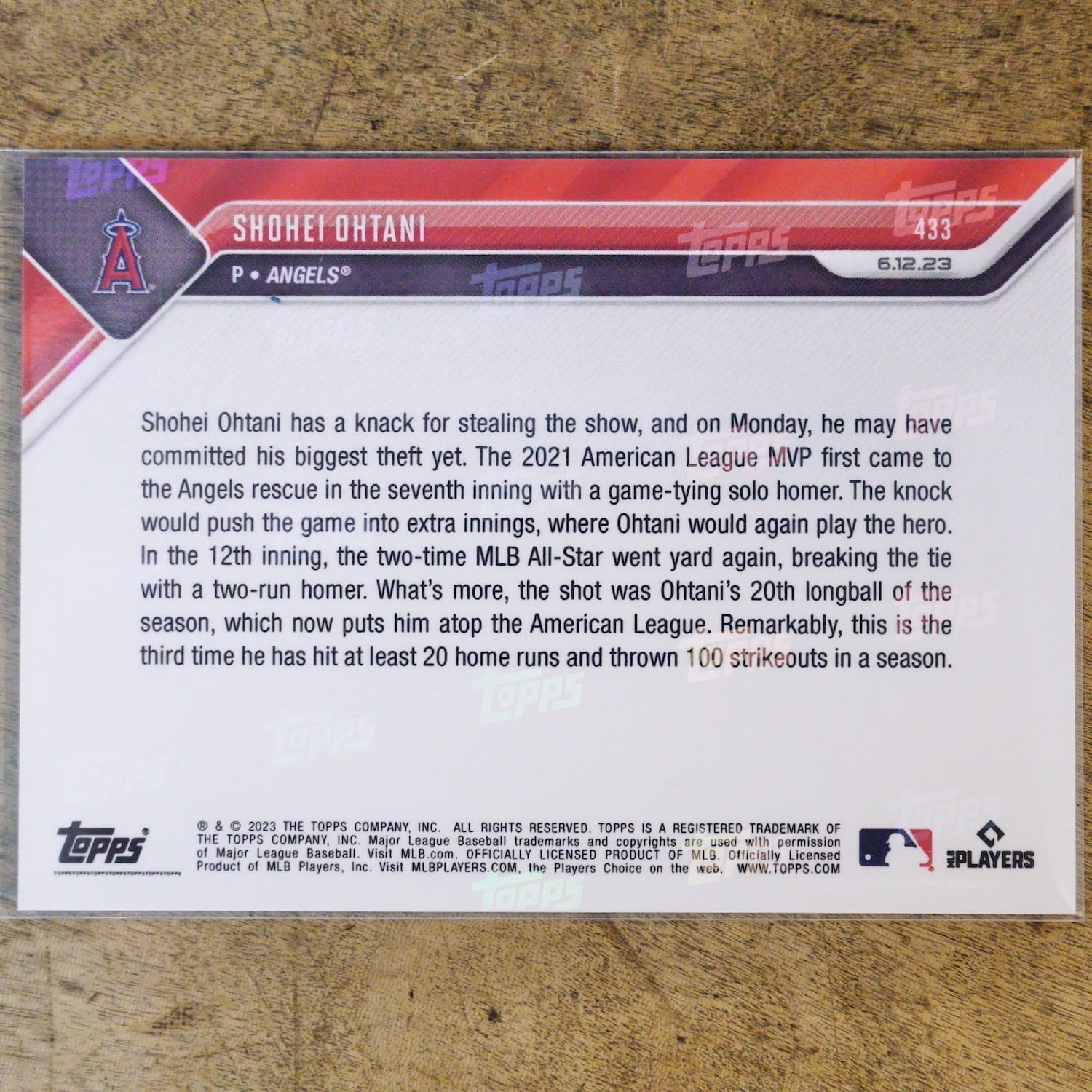 3178G5 大谷翔平 topps now（24時間限定販売） 2023 6/12 チームを救う