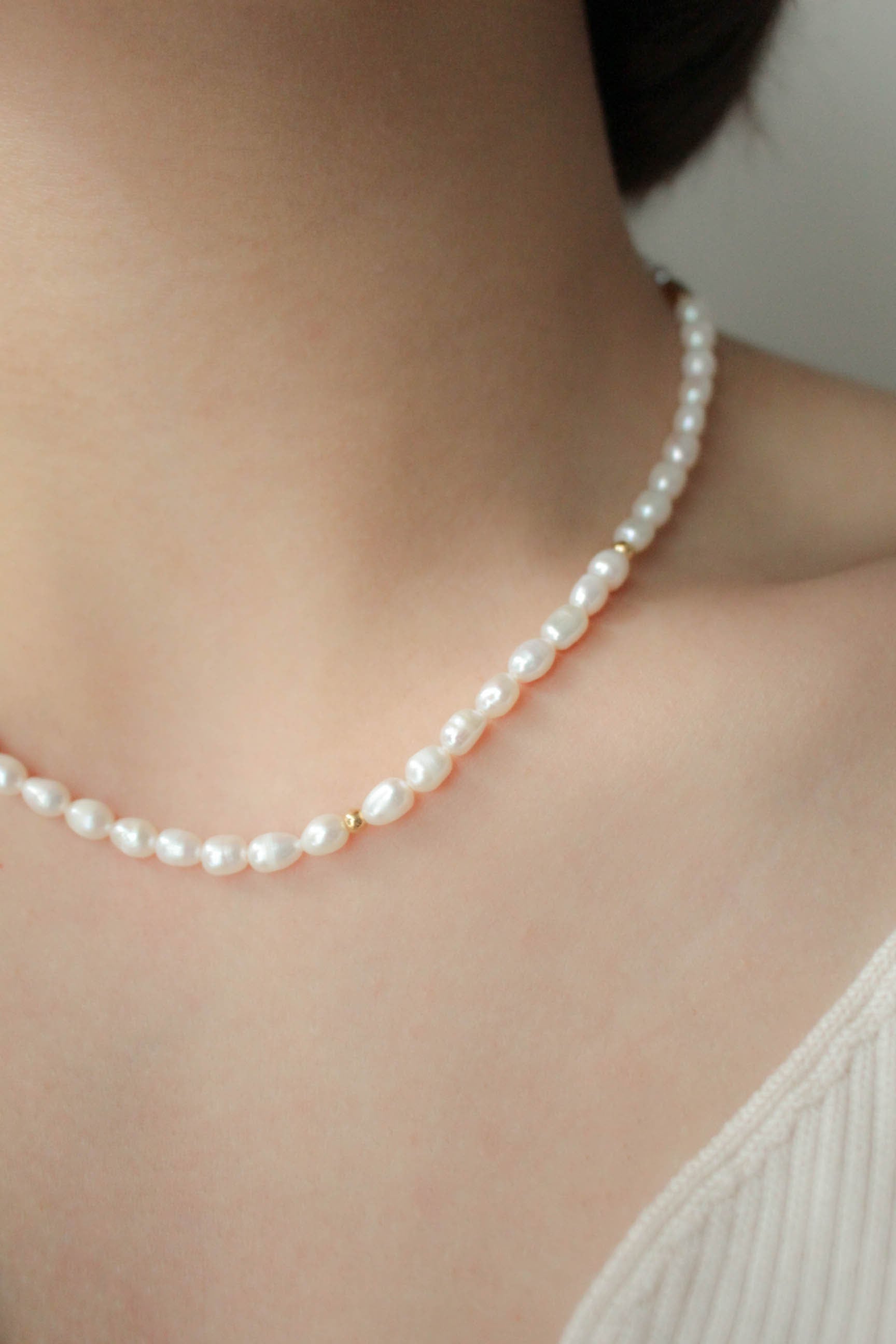 Pearl Gold Mix Necklace | ebine(エビネ)|金属アレルギー対応アクセサリー