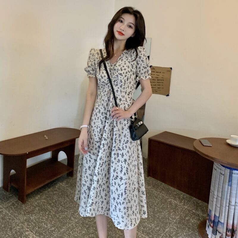 フローラルスカート サマードレス スリーブ 夏物 花柄 1号婦人8787646231