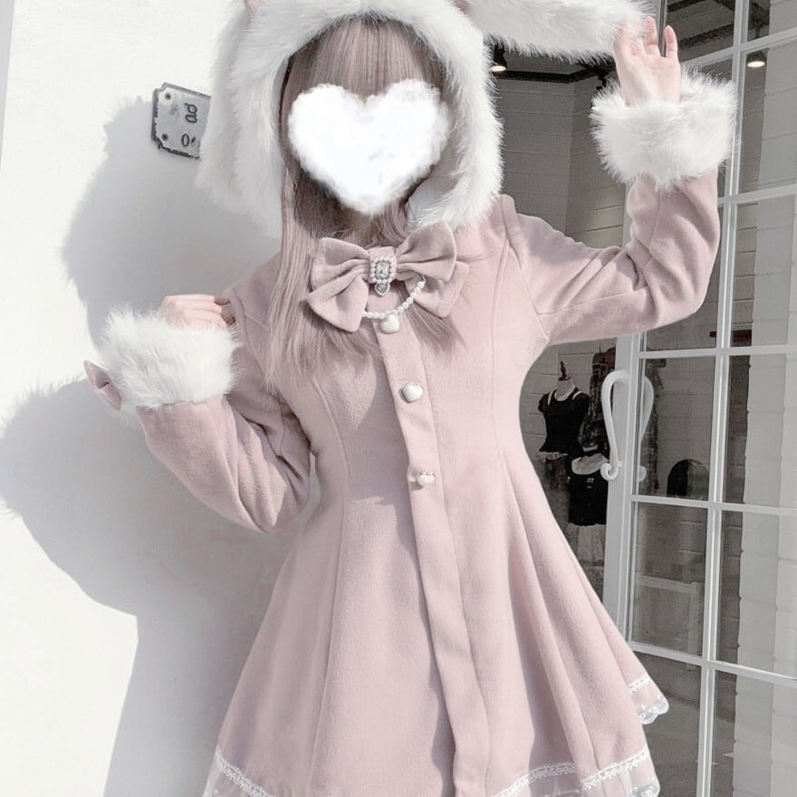 Pal elfy うさ耳ファーコート ブラック pal elfy うさ耳ファーコート