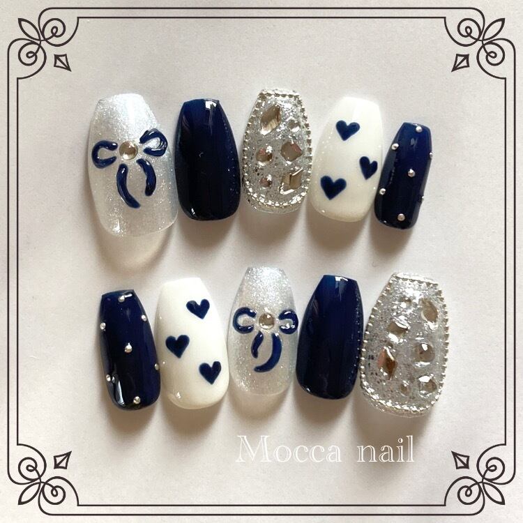 600-2】カメオツイード モノトーン ネイルチップ | Pay ID 