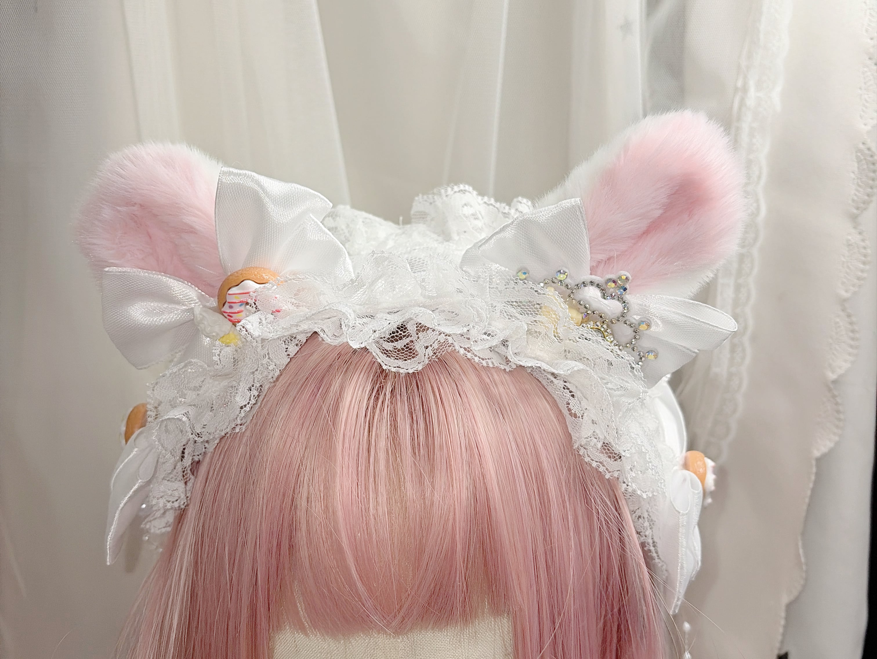 BABY　うさみみヘッドドレス　白×ピンク うさみみヘッドドレス | うさたんわーるどSHOP