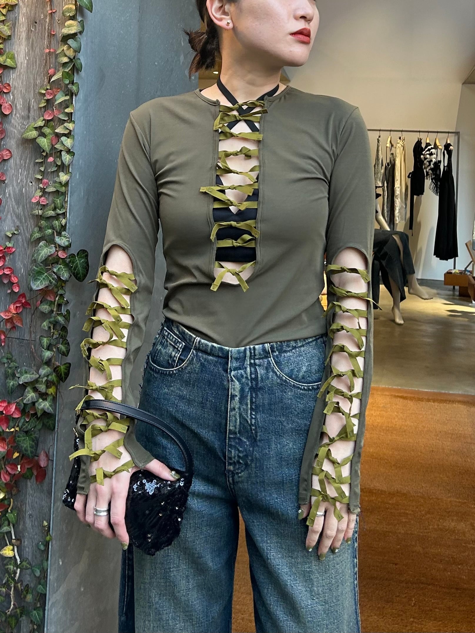 24SS】FUMIE TANAKA フミエタナカ / ribbon up long t | TRENT 
