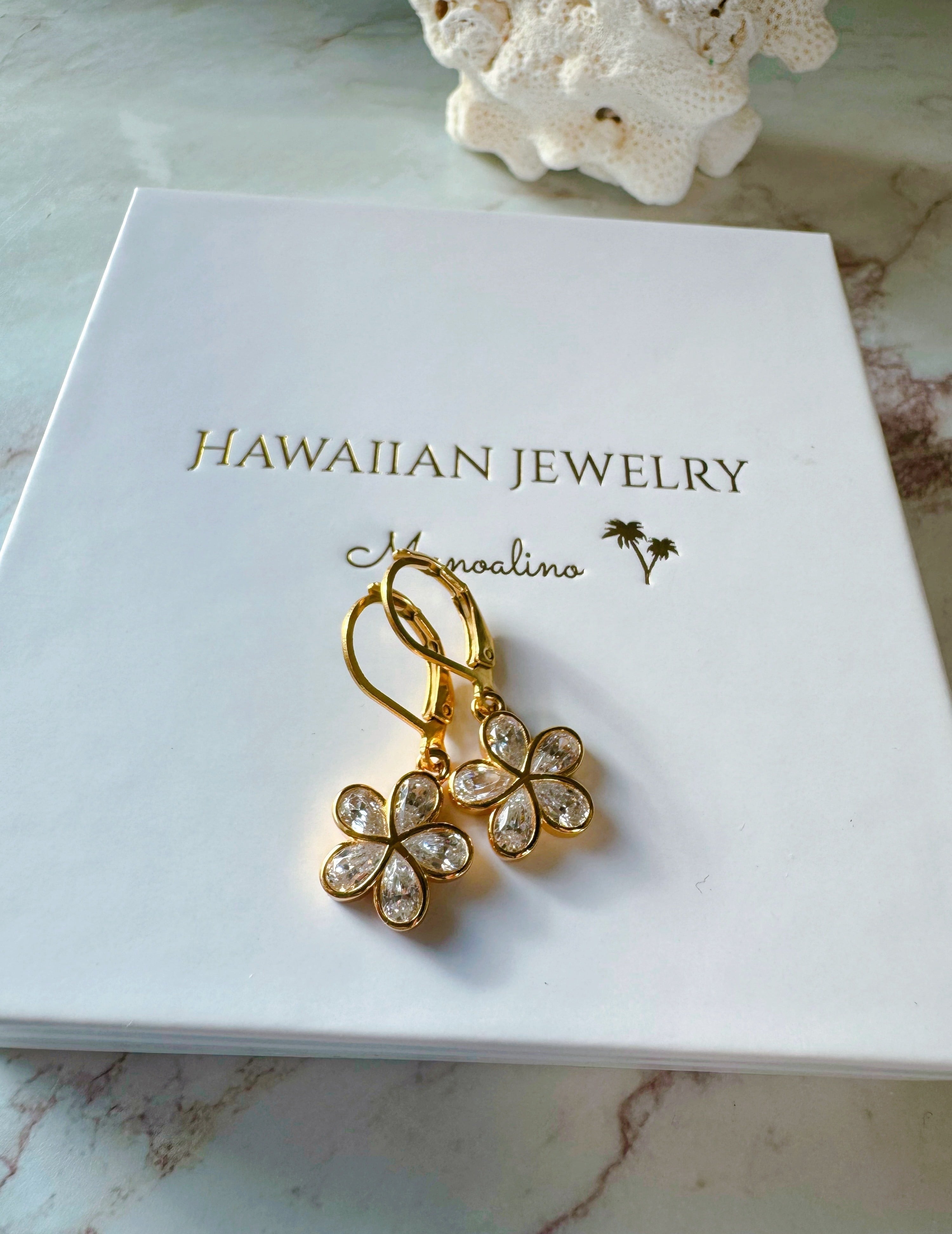 10mm Plumeria 5Arank Zirconia Hawaiianjewelry(10mmハワイアン