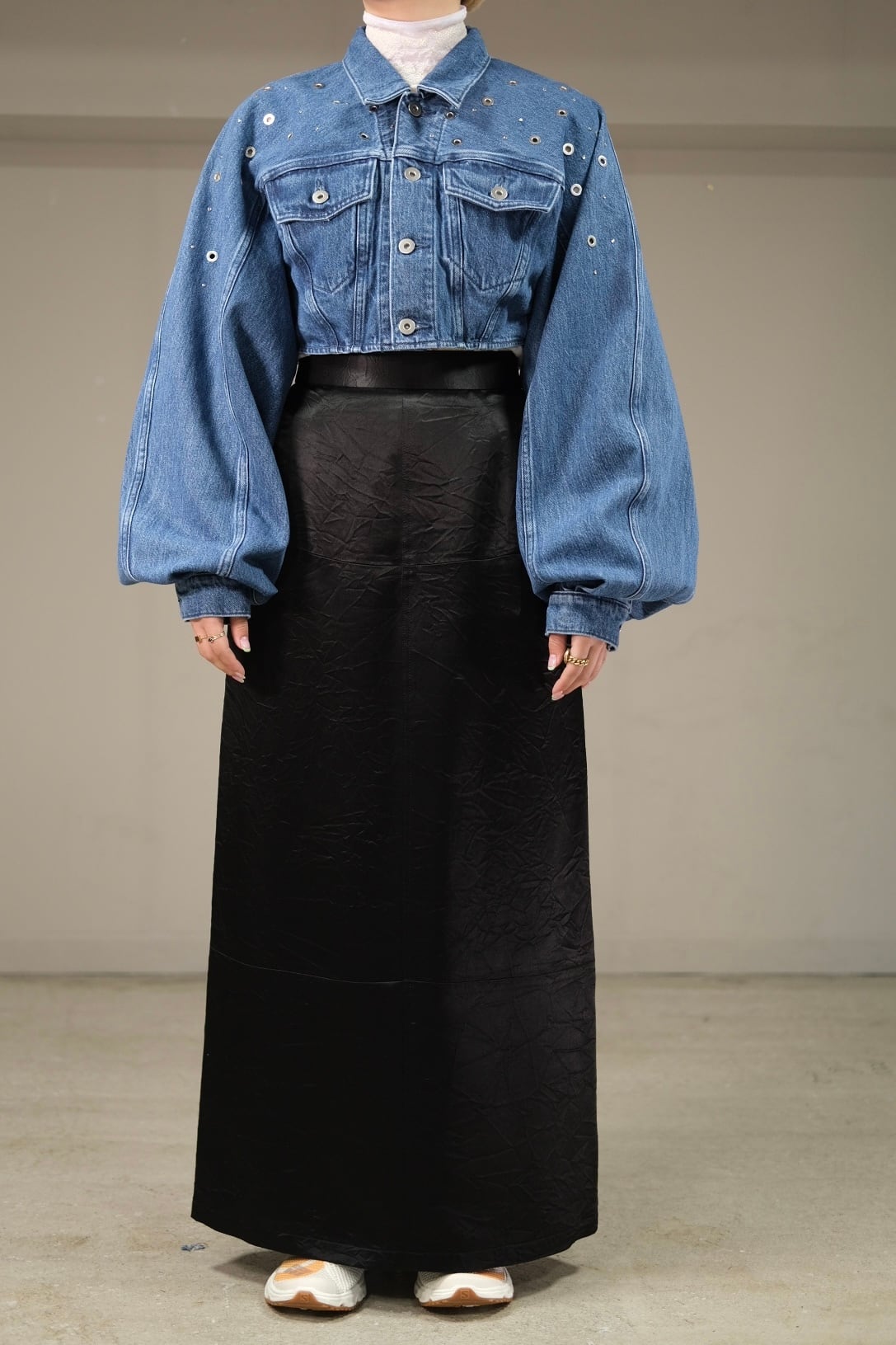 FETICO 】ORGANIC COTTON DENIM SHORT JACKET WITH STUDS | loop