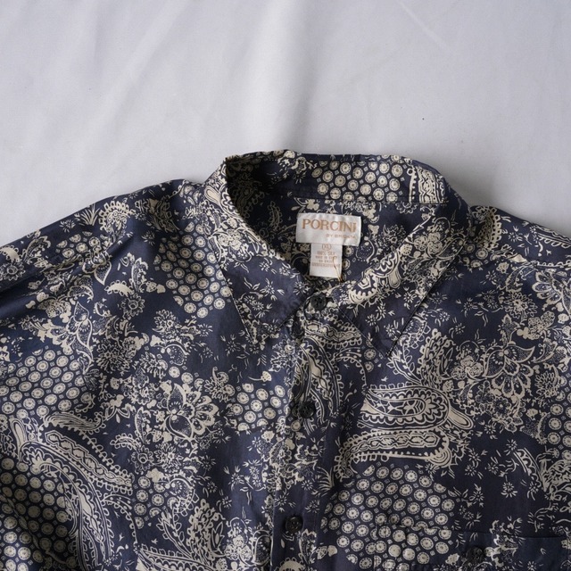 90’s PORCINI / Silk Paisley Shirts / ヴィンテージ シルクペイズリーシャツ ビッグサイズ