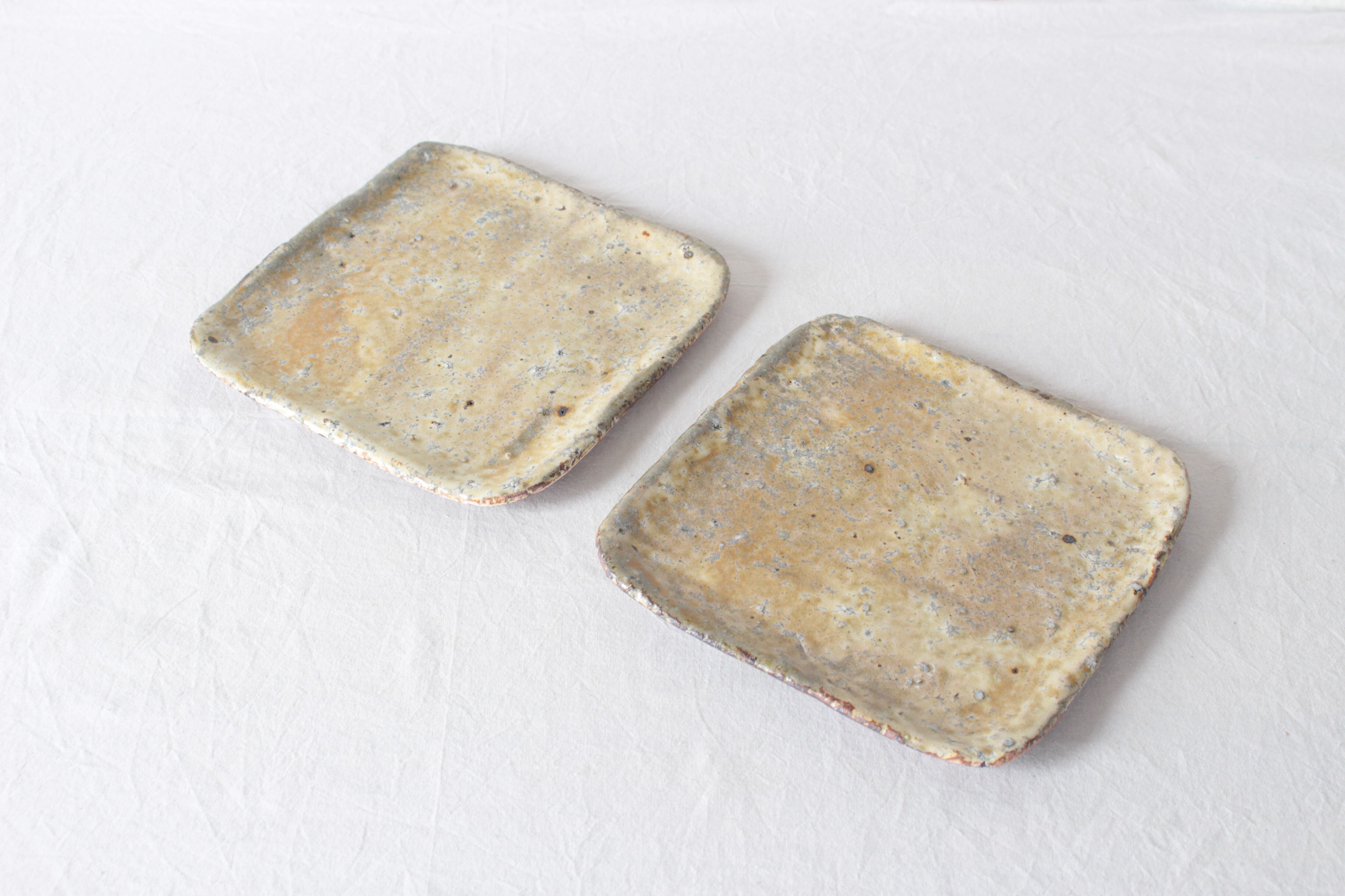 【春萌窯】黄瀬戸たたら皿 正方形 A・B