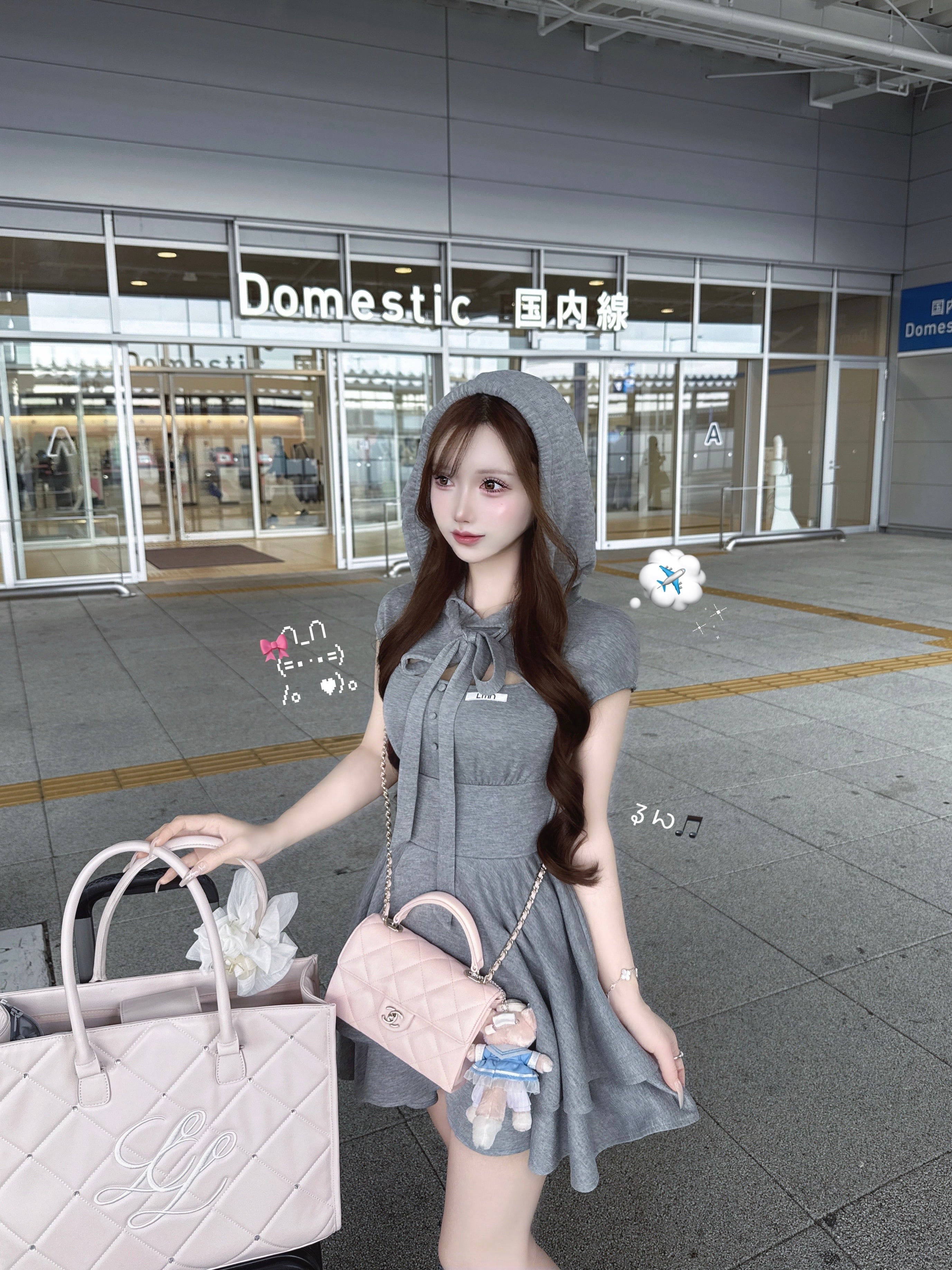 Ribbon hood flare onepiece【グレー】 | Lumignon