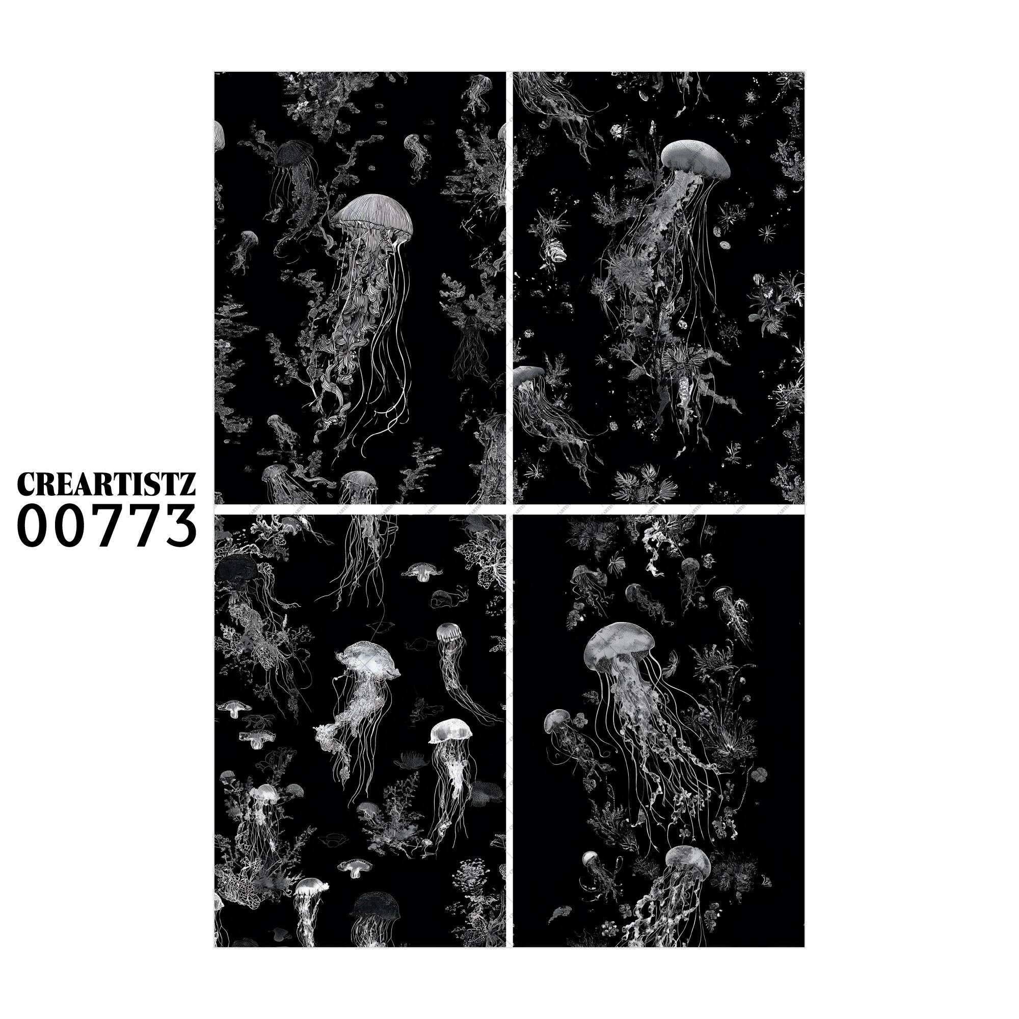 00773 背景 コラージュ素材 オリジナル 12枚セット (4種類×3枚) ペーパー/ステッカー CREARTISTZ