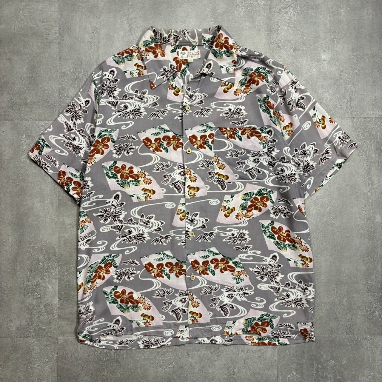 《L size》Patina surf アロハシャツ 開襟シャツ 総柄 No.3814