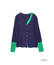 【直営店限定ITEM】バイカラーVネックニットカーディガン (NAVY) CQ-47122H