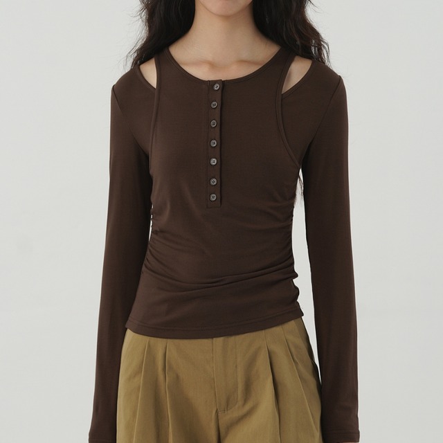 cut-out detail front button top L0610