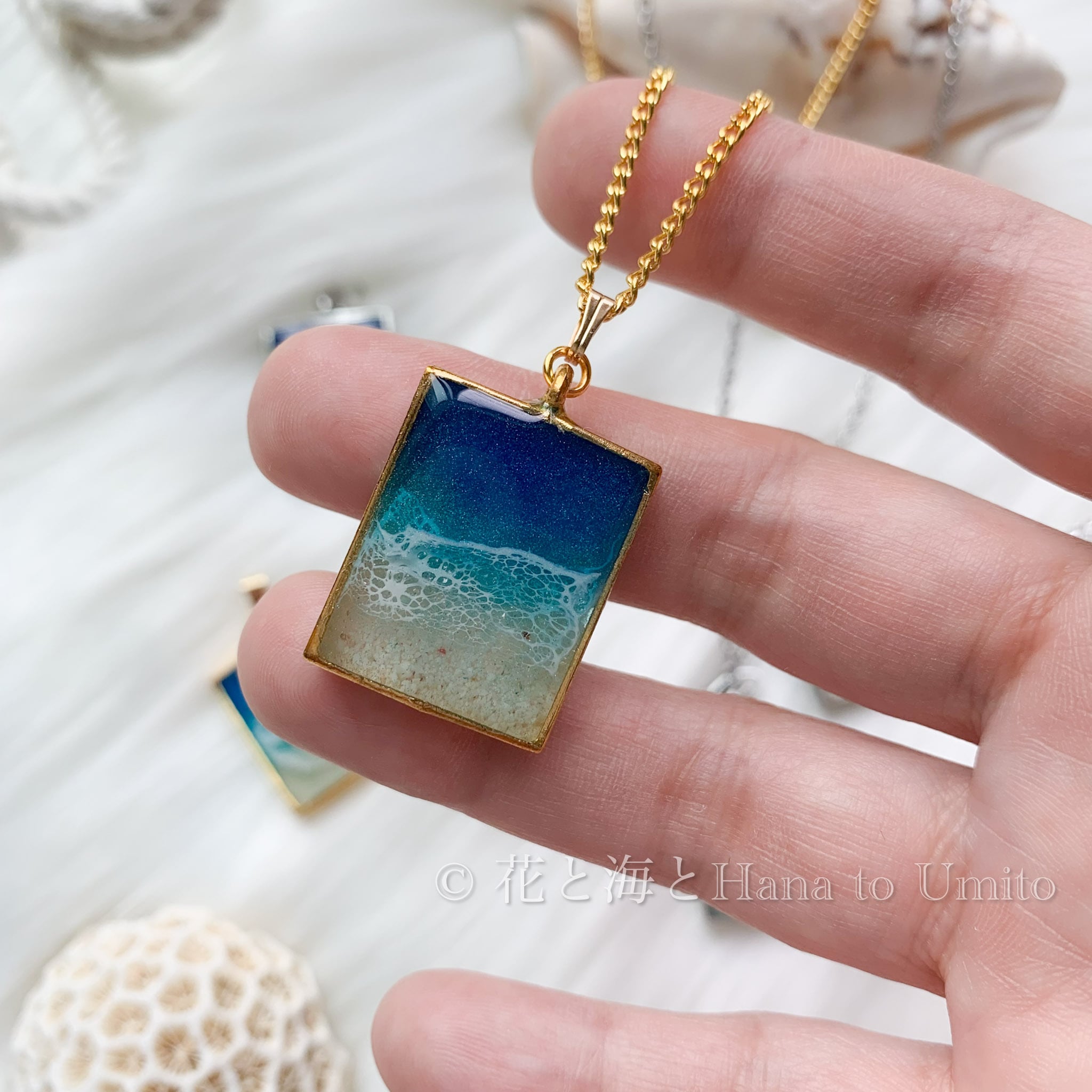 海色ネックレス✳︎海レジンアート オーシャンアート | 花と海と
