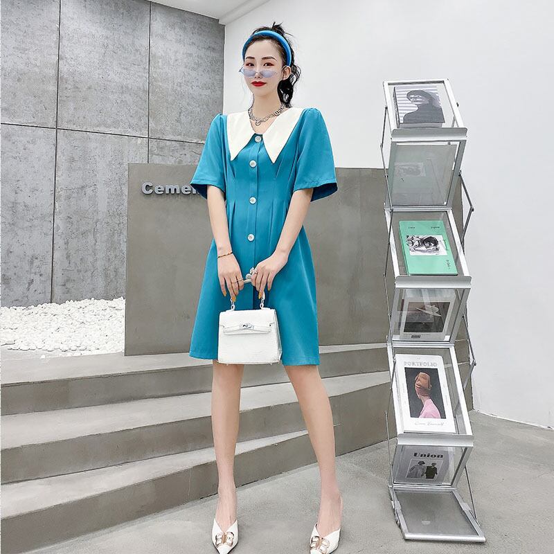 スカート サマースタンダードウェストドレス レトロ 大きめサイズ 夏物 ミックスインファッション37571083443