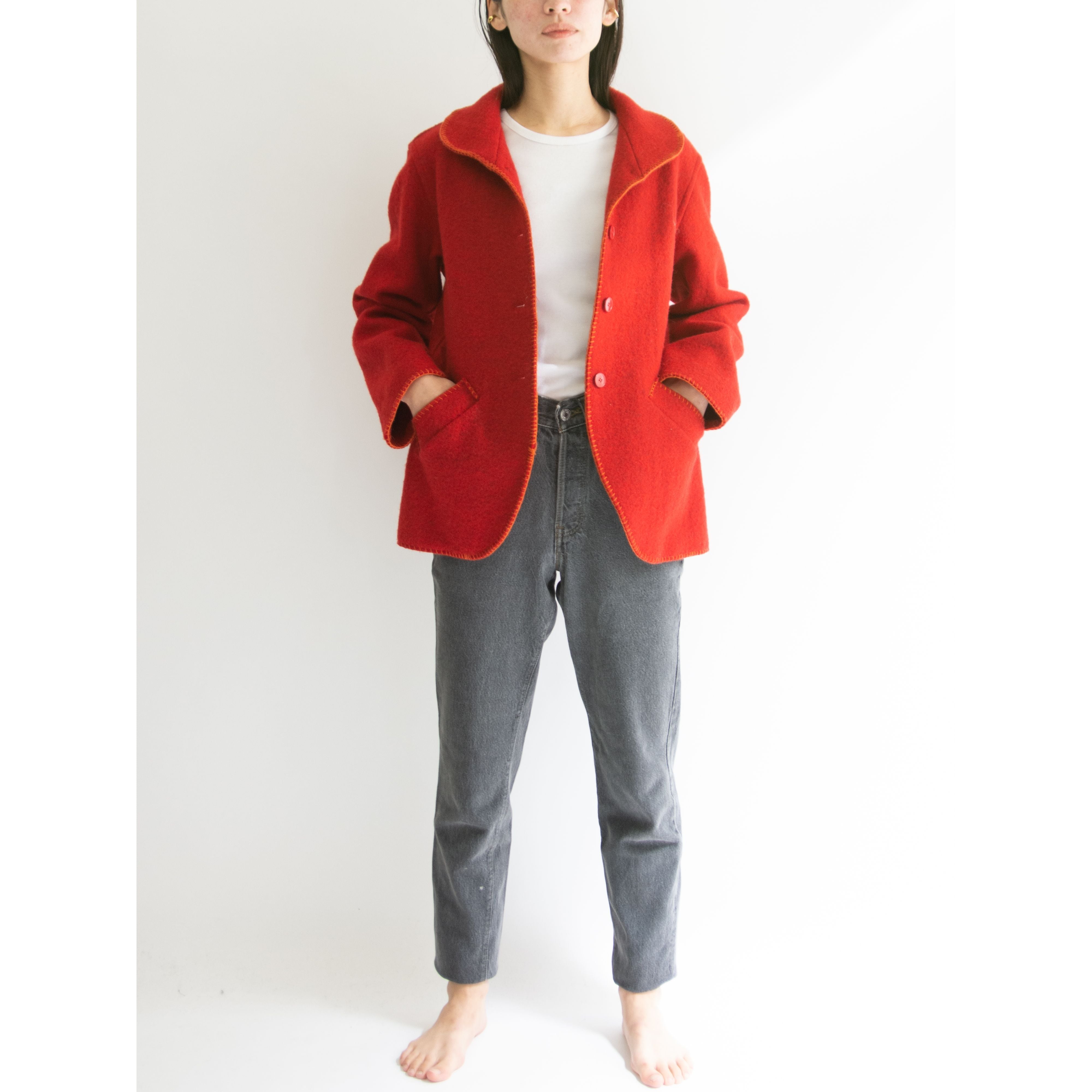 【agnes b.】Made in France 100% Wool Jacket（アニエスべー フランス製 ウールジャケット ブランケットコート）  | MASCOT/E powered by BASE