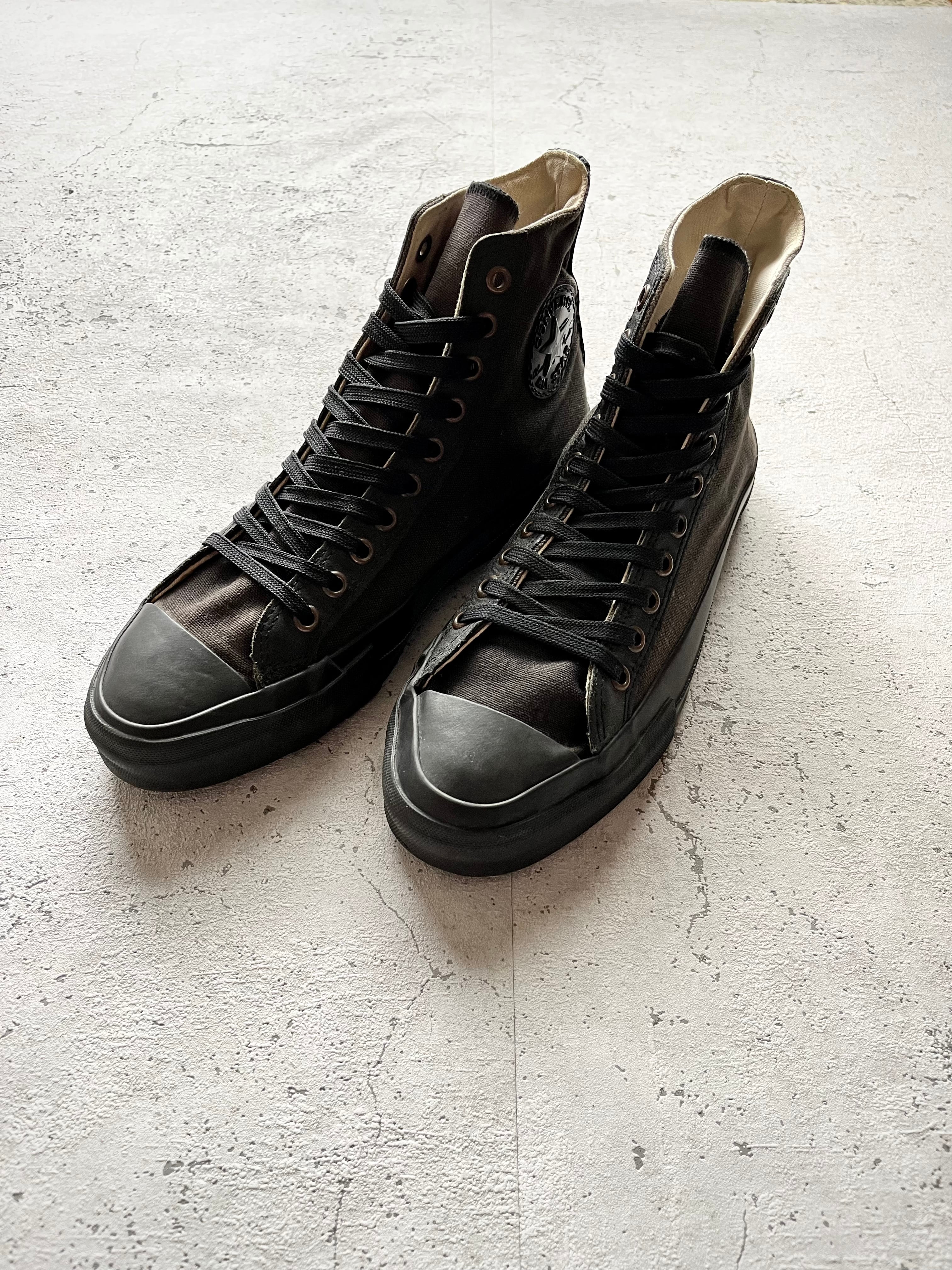 80s USA製 CONVERSE ALL-STAR CANVAS × LEATHER HI BLACK OLD VINTAGE ...