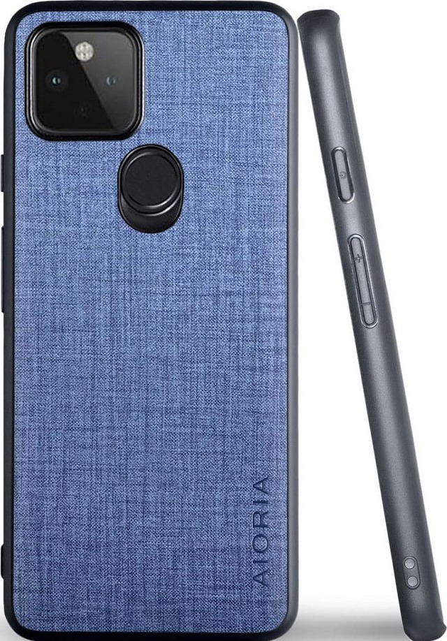Aioria 互換性 ケース for Google Pixel 5A 5G 生地パターンレザー高級に保護純色スマホケース (Blue, For Google Pixel 5A 5G)