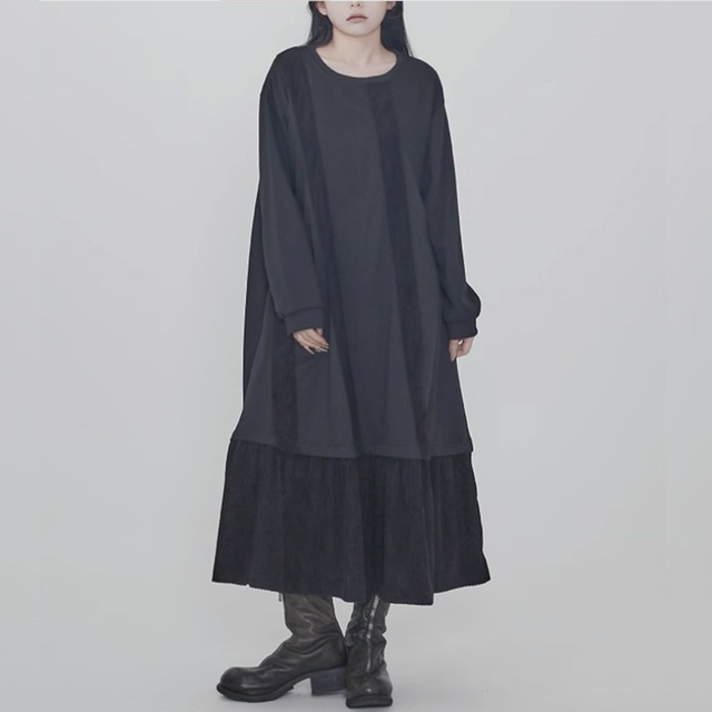 Fluffy hem ruffle dress C0635