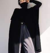 アシンメトリー ウールケープニット