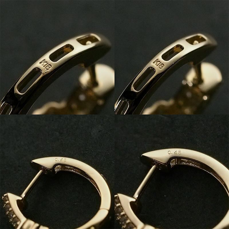 【片耳】 K18WG 0.02ダイヤモンドフープピアス フープピアス K18YG ダイヤモンド/0.45ct×2 仕上済 | 質ミウラ BASE