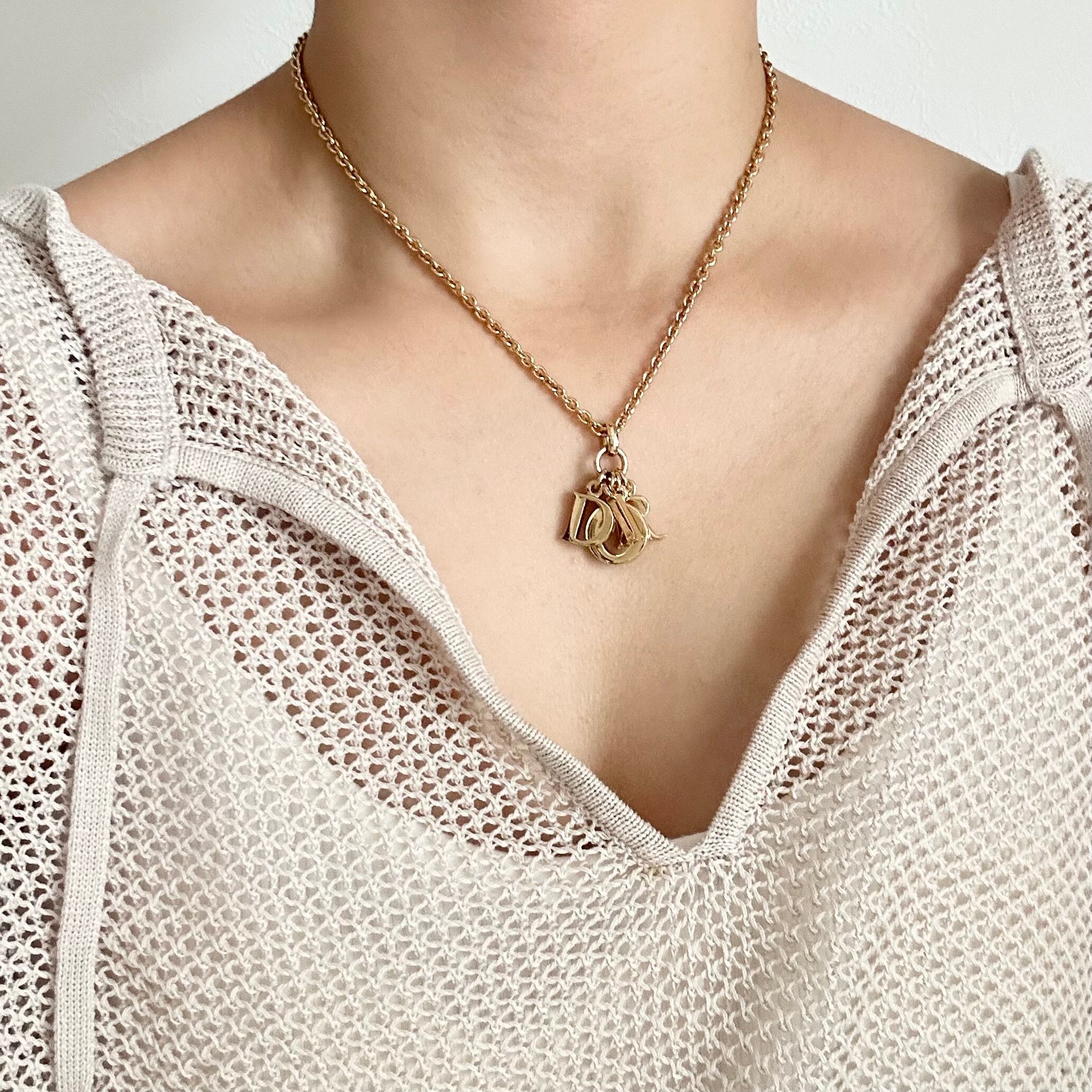 N6190】Christian Dior big logo necklace/クリスチャンディオール 