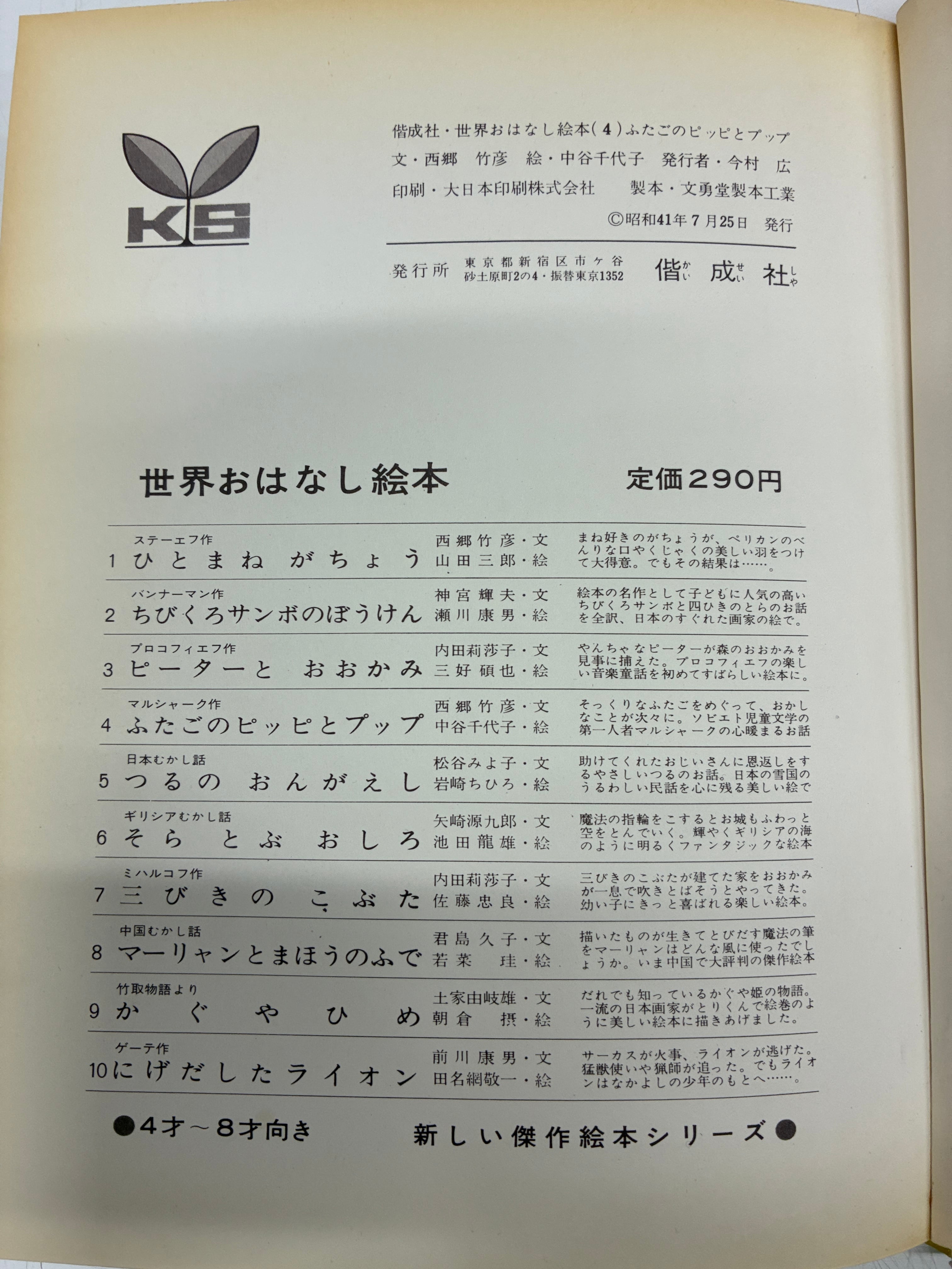 中谷千代子 ふたごのピッピとプップ 原作 マルシャーク 西郷竹彦