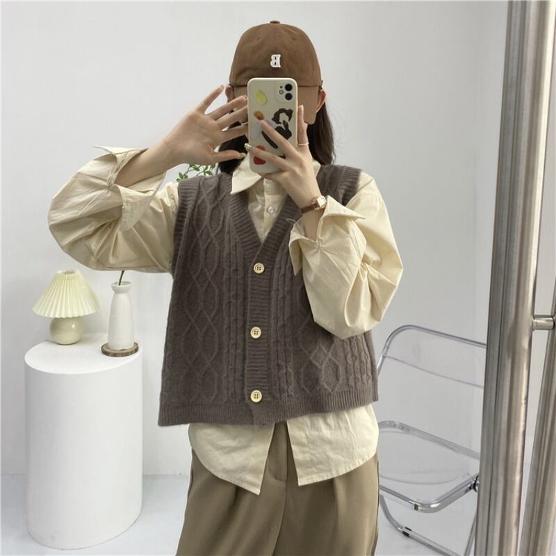 ニットオータムレディーススタンダードショートスタイルカーディガンジャケット レトロ 秋物 1号婦人1848039713