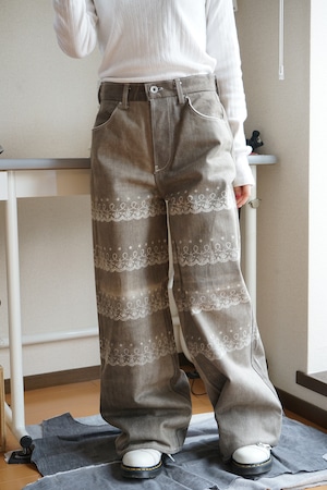 【one-of-a-kind】Wide Trace Denim Gray-Beige - Crown (women) - Msize