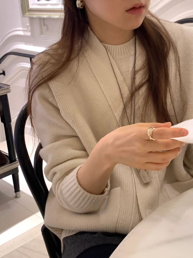 (OUNCE) pocket  knit vest cardigan / 2color