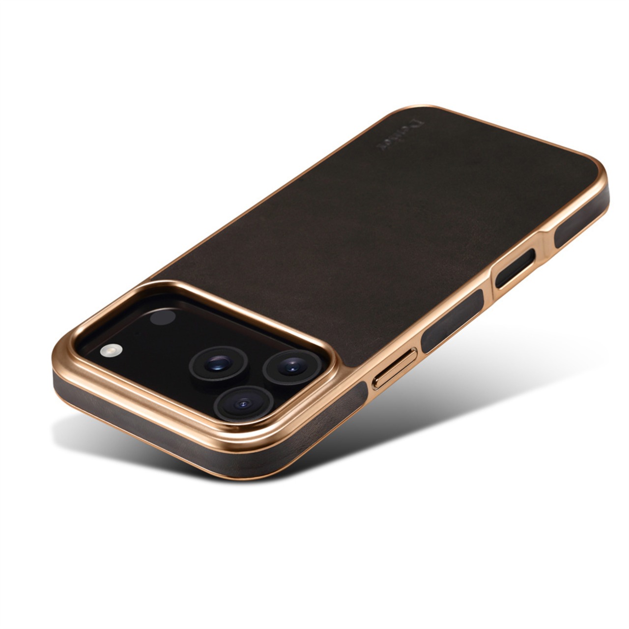 ◆iPhone 17/16/15/14/13/Pro/Pro Max/Plus/Air◆ Leather Texture Gold Frame Case / レザー テクスチャ ゴールド フレーム スマホケース