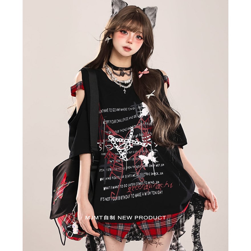 Tシャツ オフショル パンク｜天使と悪魔 | サブカル系地雷通販 天使と