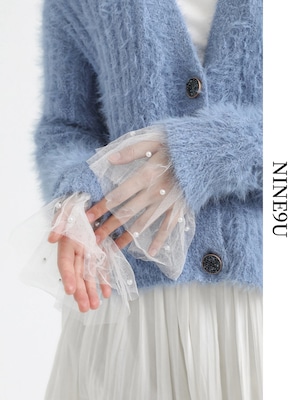 lace tulle flare fake-sleeve 2color【NINE-S7707】