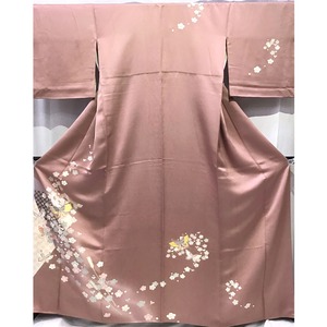 着物・訪問着・花・蝶・ピンクベージュ系地・No.200701-2098・梱包サイズ80