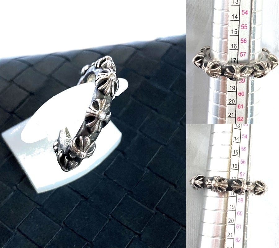 正規 インボイス付き 本物 CHROME HEARTS クロムハーツ クロスバンドリング 1997 指輪 CH クロス 18号 燻し
