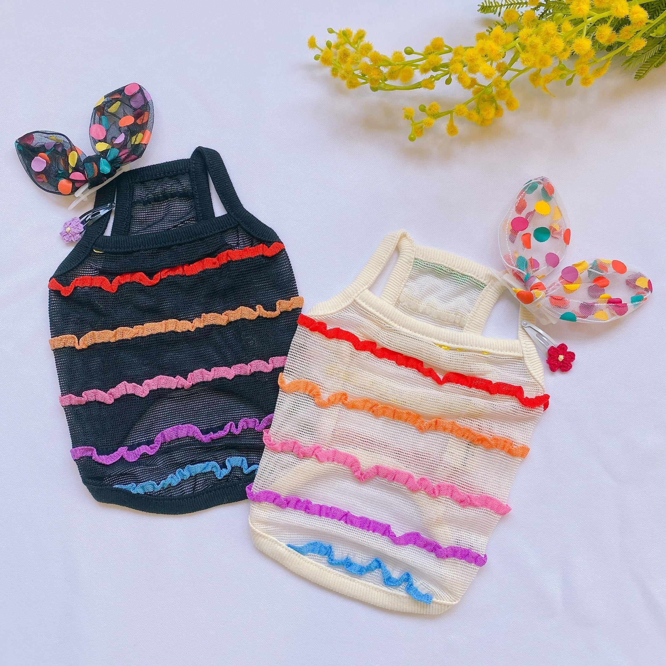 【SALE】 レインボータンクトップ 2color  S ~ XL  /  犬服 新作 可愛い 犬の服 涼しい ドッグウェア お揃い 小型犬 b15