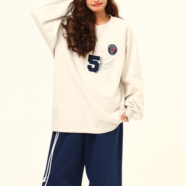 ナンバリングエンブレムスポーツライクスウェット 2col   R00693