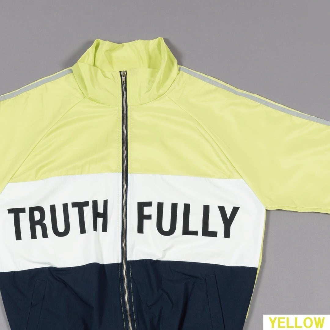 ホワイト カラフルロゴ ジャケット TRUTH FULLY カラフルブルゾン(GREEN・YELLOW・RED) | VOLCAN&APHRODITE