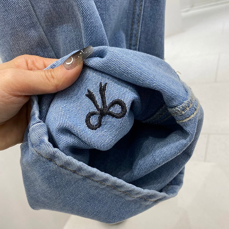 リボン刺繍デニムパンツ | mignon ange(セレクトショップ/BASE) リボン刺繍デニムパンツ | mignon ange(セレクトショップ/BASE)