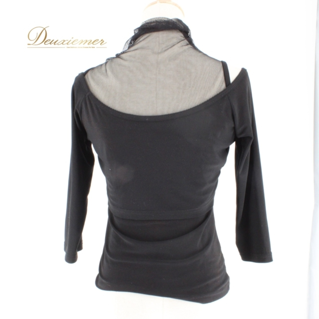 社交ダンス 衣装 スタンダード トップス レッスンウェア レディース Create-Sun クリエイトサン レース 黒 練習着 シンプル 無地 上品 伸縮性 コーディネート クラシック ブラック系 おしゃれ スポーツウェア ダンスウェア フィットネス タウンユース 上品スタイル お出かけ用 レッスン用 トップススタイル レディースファッション スタイルアップ